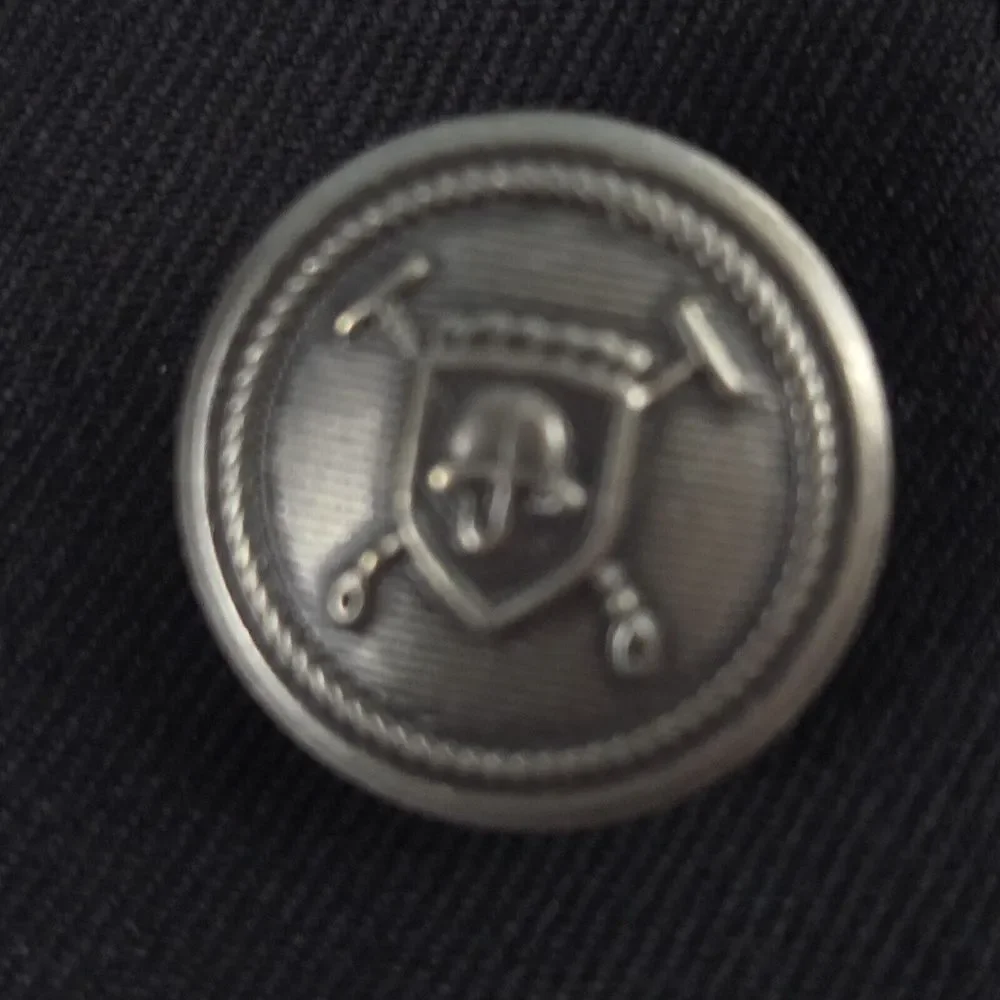 Lauren Ralph Lauren Mens 43L Solid Black Wool Metal‎ Button Blazer Sport Coat